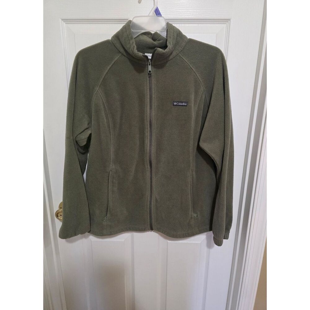 Women's Columbia Olive Green Zip-Up Fleece Jacket EUC XXL